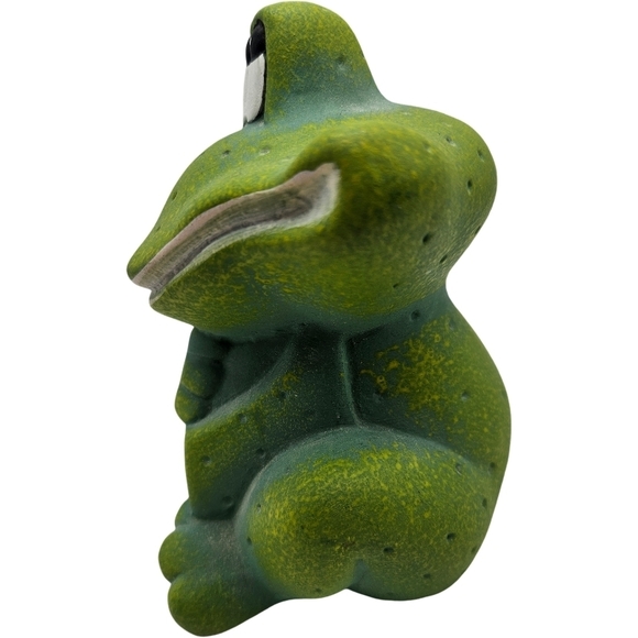 Derpy Ceramic Green Frog Figurine - Picture 2 of 8